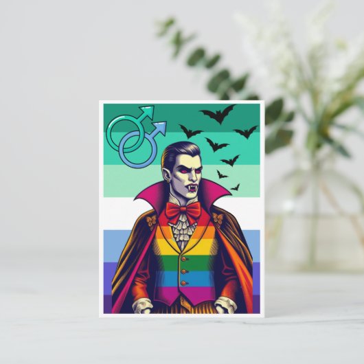 Gay Vampire in Regenbogenfarben Postkarte (Stehend Vorderseite)
