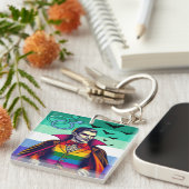 Gay Vampire in Regenbogenfarben Schlüsselanhänger (Vorderseite rechts)