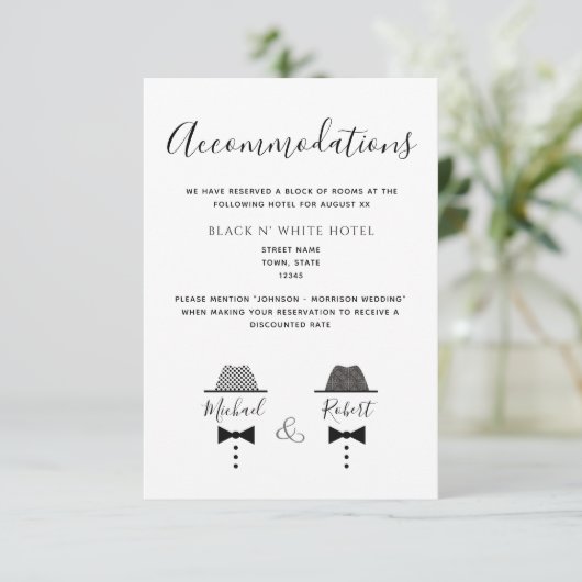 Gay Wedding Accommodation Card (Stehend Vorderseite)