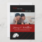 Gay Wedding Black and Burgund Foto Wedding Einladung (Vorderseite)