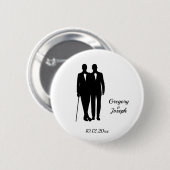 Gay Wedding Black and White Button (Vorne & Hinten)