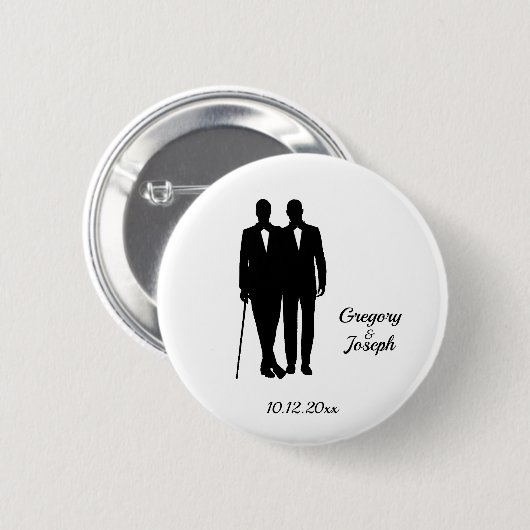 Gay Wedding Black and White Button (Vorne & Hinten)