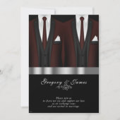 Gay Wedding Burgundy Tuxedo Silver Black Einladung (Vorderseite)