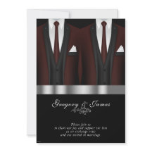 Gay Wedding Burgundy Tuxedo Silver Black