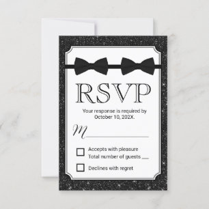 Gay Wedding Double Bow Krawatte Black Glitzer UAWG RSVP Karte