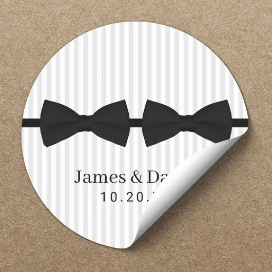 Gay Wedding Double Bow Krawatte Classy Stripes Sie Runder Aufkleber