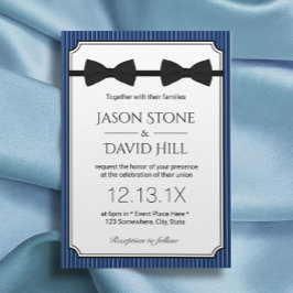 Gay Wedding Double Bow Krawatte Klasse Navy Blue Einladung