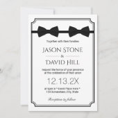 Gay Wedding Double Bow Krawatte Klassisch Gerahmt Einladung (Vorderseite)