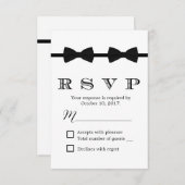 Gay Wedding Double Bow Krawatte Minimalistische UA RSVP Karte (Vorne/Hinten)