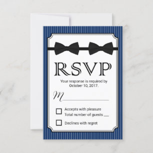 Gay Wedding Double Bow Krawatte Navy Blue UAWG RSVP Karte