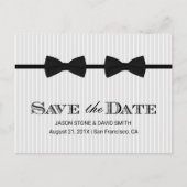 Gay Wedding Double Bow Krawatte Save the Date Ankündigungspostkarte (Vorderseite)