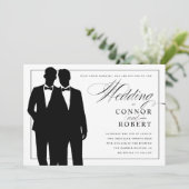 Gay Wedding Einladung zwei Grooms Silhouetten (Stehend Vorderseite)