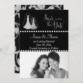 Gay Wedding Foto Save the Date Silver Einladung (Vorne/Hinten)