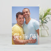 Gay Wedding Foto speichert die Datumskarten Save The Date (Stehend Vorderseite)