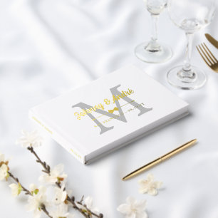 Gay Wedding Gold Bowtie Monogram Gästebuch