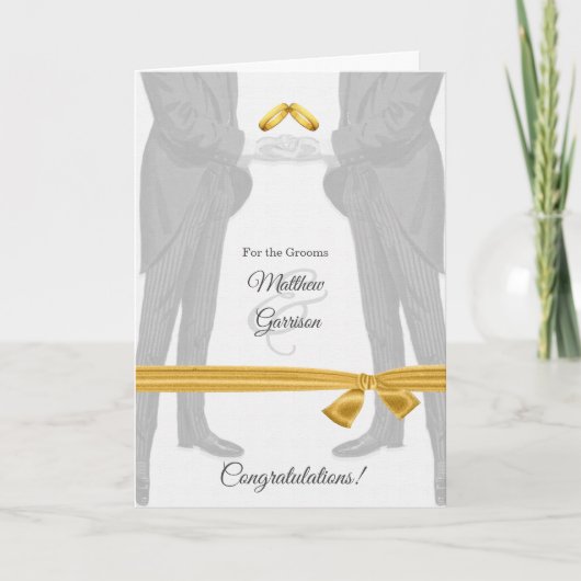 Gay Wedding Gratulationen Zwei Grooms Vintag Karte (Vorderseite)