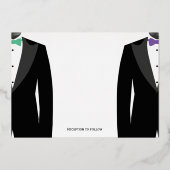 Gay Wedding Green und Lila Einladung zu echten Gol (Rückseite)