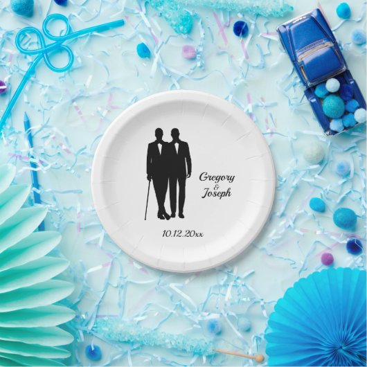 Gay Wedding Grooms Pappteller (Party)