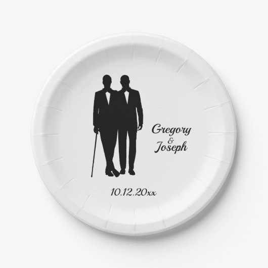 Gay Wedding Grooms Pappteller (Vorderseite)