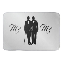 Gay Wedding Grooms Silver Bath Mat Badematte