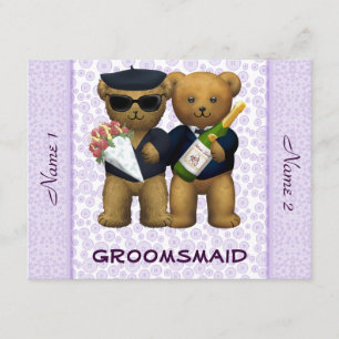 Gay Wedding - Groomsmaid - Teddy Bears lilac Einladung