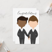 Gay Wedding Interracial Men - Herzlichen Glückwuns Karte (Vorderseite/Rückseite Beispiel)