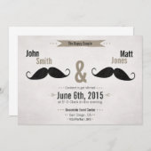 Gay Wedding Mustache Einladung (Vorne/Hinten)
