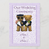 Gay Wedding Order of Service Teddy Bears Paar Programm (Vorderseite)