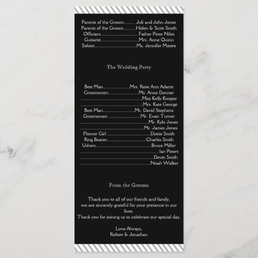 Gay Wedding Program für bemalte Silhouetten Programm (Rückseite)