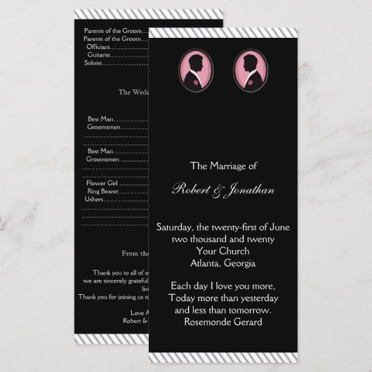 Gay Wedding Program für bemalte Silhouetten Programm (Vorne/Hinten)