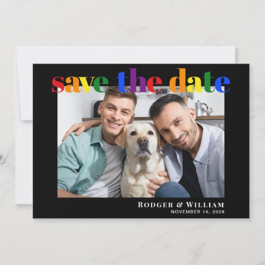 Gay Wedding Rainbow Foto Save the Date schwarz (Vorderseite)