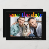 Gay Wedding Rainbow Foto Save the Date schwarz (Vorne/Hinten)