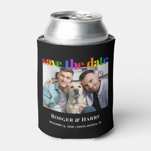 Gay Wedding Rainbow Save the Date Foto Cooler Dosenkühler (Kanne Vorderseite)