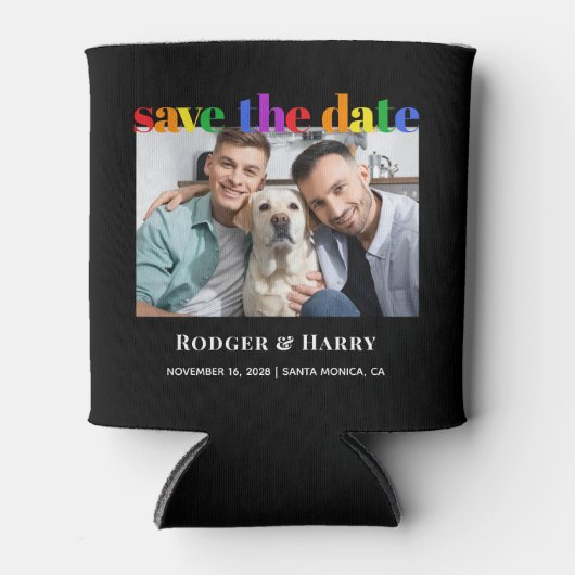 Gay Wedding Rainbow Save the Date Foto Cooler Dosenkühler (Vorderseite)