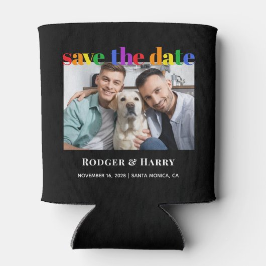 Gay Wedding Rainbow Save the Date Foto Cooler Dosenkühler (Rückseite)