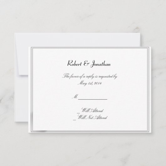 Gay Wedding Response Card: Top Hats und Bow Krawat RSVP Karte (Vorderseite)