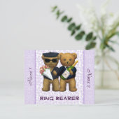 Gay Wedding - Ring Bearer - Teddy Bears lilac Einladung (Stehend Vorderseite)