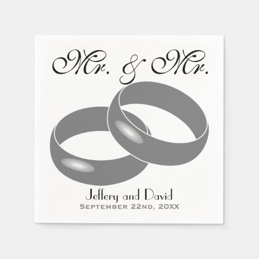 Gay Wedding Rings Personalisiert Wedding Serviette (Vorderseite)