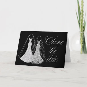 Gay Wedding Save the Date in Black and Imitats Sil Ankündigung