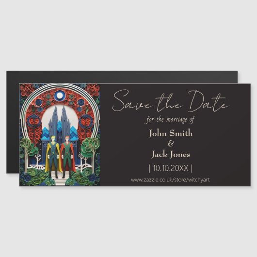 Gay Wedding Save the Date Magnet (Vorne/Hinten)