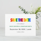 Gay Wedding Save the Date Rainbow Flag Colors (Stehend Vorderseite)