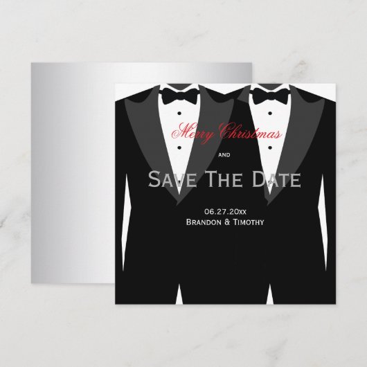 Gay Wedding Save the Date Weihnachtskarten Rot (Vorne/Hinten)
