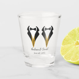 Gay Wedding Shot Glass mit Matching Tuxedos Schnapsglas