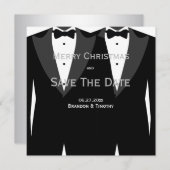 Gay Wedding Silver Save the Date Weihnachtskarten (Vorne/Hinten)