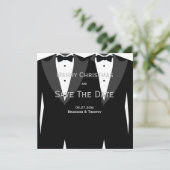 Gay Wedding Silver Save the Date Weihnachtskarten (Stehend Vorderseite)