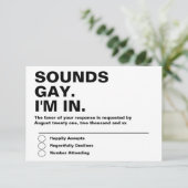 Gay Wedding Sounds Gay Im In UAWG RSVP Karte (Stehend Vorderseite)