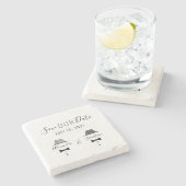 Gay Wedding speichern das Datum der Einladung Steinuntersetzer (Seitenansicht)