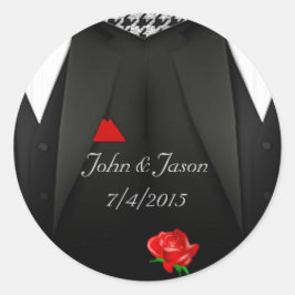 Gay Wedding Sticker Grooms in Tuxedo