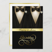 Gay Wedding Tuxedos White Roses Gold Foil Einladung (Vorne/Hinten)