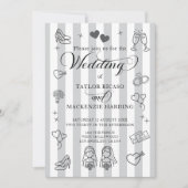 Gay Wedding Two Brides Whimsical Doodles Einladung (Vorderseite)